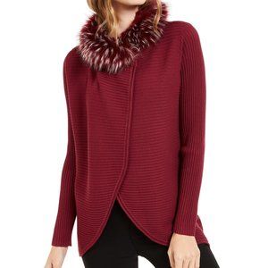 Alfani Petite Faux-Fur-Trim Convertible Cardigan